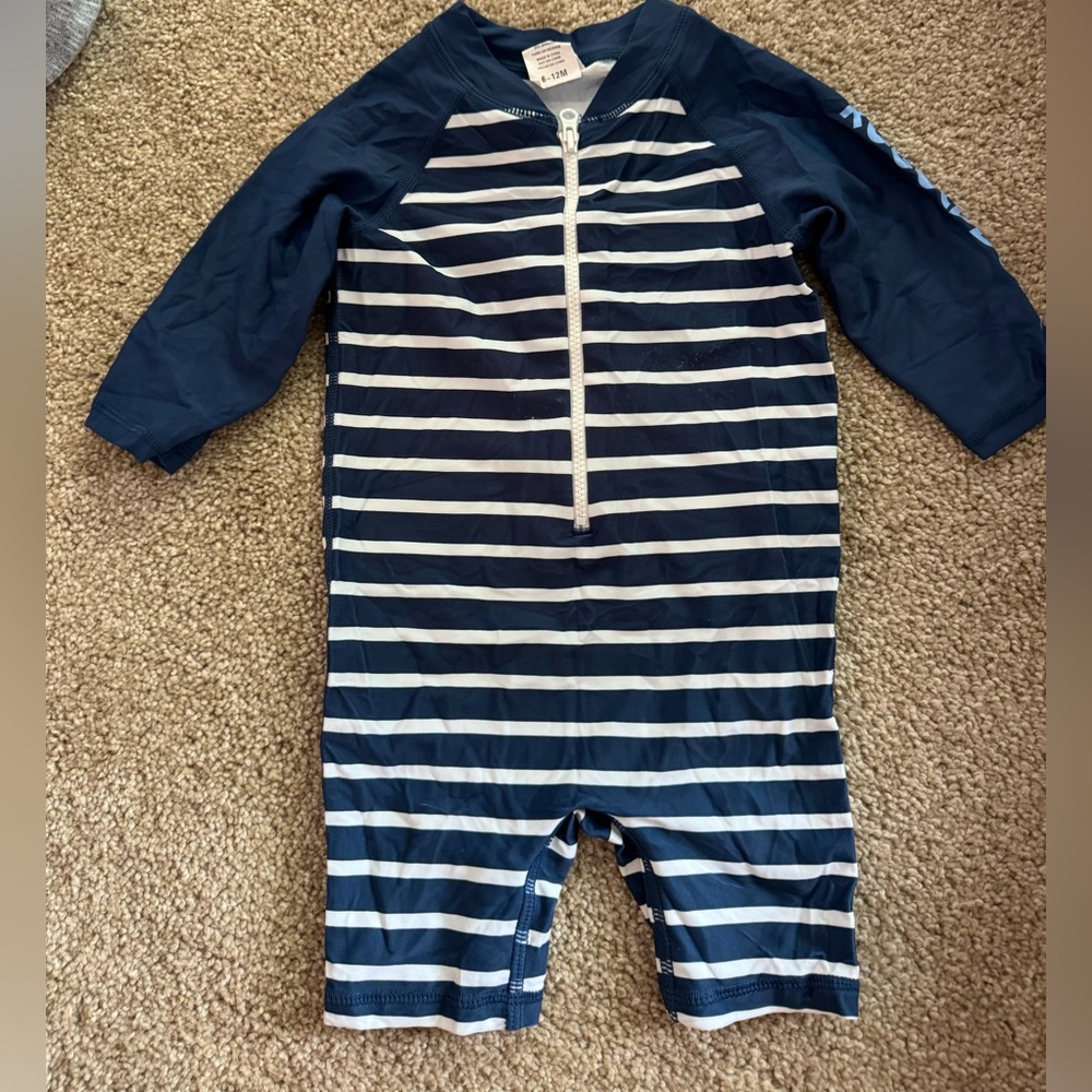 RuggedButts 6-12 month one pice zippered swim outfit. GUC.